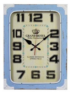 Orologio legno e metallo azzurro grand hotel rettangolare cm45x7h60