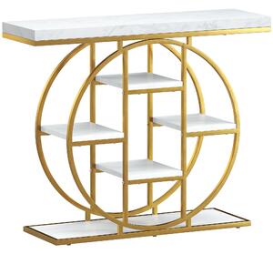 HOMCOM Consolle da Ingresso Stile Industriale con 6 Ripiani, 100x30x81,5 cm, Bianco | Aosom Italy