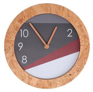 Orologio legno con bordo grigio tondo cm ø26h3