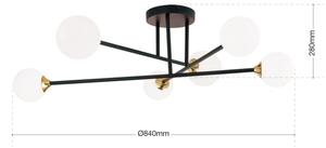 Orion DL 7-786/6 - Lampadario a plafone SNOWWHITE 6xG9/20W/230V diametro 84 cm nero/oro