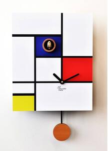 Orologio con cucù Around Mondrian stampa su mdf Made in Italy