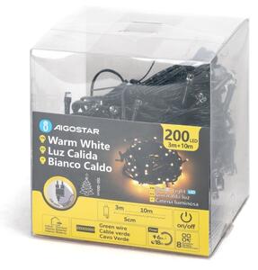 Aigostar - Catena LED natalizia da esterno 200xLED/8 funzioni 13m IP44 bianco caldo