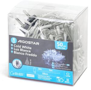 Aigostar - Catena LED da esterno 50 LED/8 funzioni 8 m IP44 bianco freddo