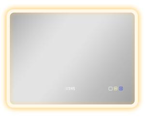 HOMCOM Specchio Bagno LED con Bluetooth, Illuminazione Regolabile e Funzione Memory, in Vetro Temperato, 80x60x3.5 cm | Aosom Italy