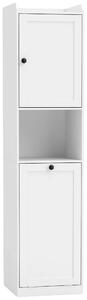 HOMCOM Mobile da Bagno Alto 170 cm, Armadietto Stretto da Terra con Cesto Portabiancheria Ribaltabile, Bianco | Aosom Italy
