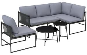 Outsunny Set Lounge da Giardino per 4-5 Persone, Set Lounge da Giardino con Divano 2 Posti, Tavolino, Poltrona e Cuscini Spessi Lavabili | Aosom Italy