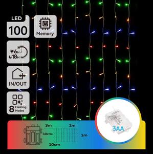 Aigostar - Catena LED natalizia da esterno 100xLED/8 funzioni 3xAA 4x1m IP44 multicolore