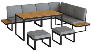 Outsunny Set di Arredo da Giardino Design Modulare con 2 Divani Doppi, 1 Divano Angolare e Cuscini, Grigio | Aosom Italy