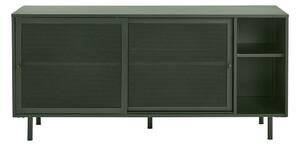 Cassettiera bassa in metallo verde scuro con ante scorrevoli 160x75 cm Veep - Unique Furniture