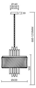 Lampadario a sospensione con catena MARGOT 6xE14/40W/230V diametro 43 cm oro