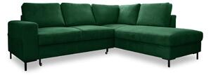 Divano letto angolare in velluto a coste verde scuro (angolo destro) Lofty Lilly - Miuform