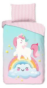 Set copripiumino e federa da bambini rosa/turchese in cotone per letto singolo 140x200 cm Sweety – Good Morning