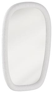 HOMCOM Specchio da Parete Irregolare 60 cm, Specchio da Bagno con Vetro Temperato e Cornice Effetto Pietra, Bianco | Aosom Italy