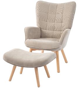HOMCOM Poltrona con Poggiapiedi in Stile Contemporaneo, in Tessuto Effetto Velluto, 72x80x101 cm, Marrone Chiaro | Aosom Italy