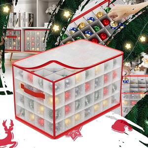 Scatola Portaaddobbi Natalizi 52,5x30x30 cm per 112 Palline Pieghevole con Zip in PP
