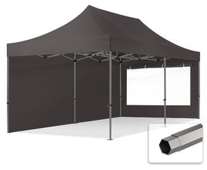 TOOLPORT 3x6m gazebo pieghevole con laterali (finestre panoramiche), PREMIUM acciaio, grigio scuro
