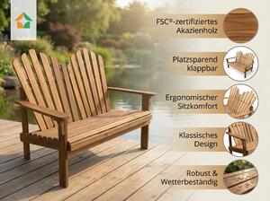 Panchina da giardino Adirondack a due posti in legno di acacia, ca. 125 x 80 x 94 cm – Marrone