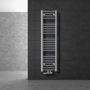 LuxeBath Radiatore da bagno attacco centrale 300 x 1400 mm cromo diritto con termostato e set di attacchi angolo muro cromo - Radiatore, senza elemento riscaldante