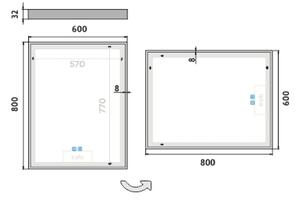 NIMCO ZP 13002VX - Specchio da bagno LED retroilluminato 3000-6500K 80x60 cm IP44