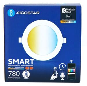 Aigostar-SET 3x Lampada da incasso LED dimmerabile MESH 9W/230V 2700K-6500K diametro 14,5 cm