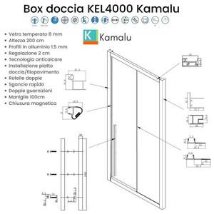 Box doccia 70x140 scorrevole e fisso vetro 8mm altezza h200 | KEL4000 - KAMALU