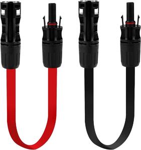 Cavo solare piatto con connettori fotovoltaici, 42 cm, nero e rosso, 1500 V DC