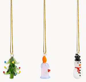 Set di 3 addobbi natalizi in vetro borosilicato fatti a mano Merry