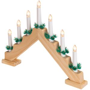 Candelabro dell'Avvento Natalizio Elettrico 39,2x29,3x4,7 cm con 7 Candele LED in Legno