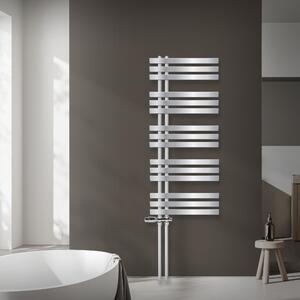 Radiatore da bagno LuxeBath Design, 500x1200 mm, cromo, set di collegamento termostatico tramite attacco a pavimento, senza elemento riscaldante