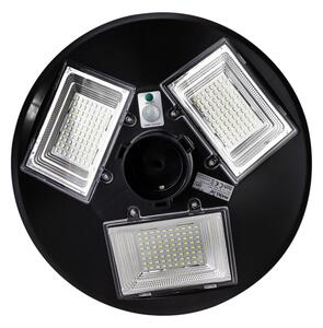 Lampione solare LED con sensore, 15W/6V, 6500K, IP65, nero + telecomando