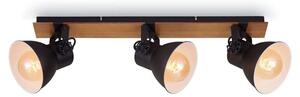 Lampada da soffitto faretto vintage 3xE27 40W legno metallo nero opaco Briloner