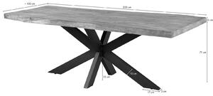 MASSIVMOEBEL24 | FREEFORM 5 Tavolo da pranzo in legno di mango - verniciato beige / gambe incrociate antracite matt 200x100
