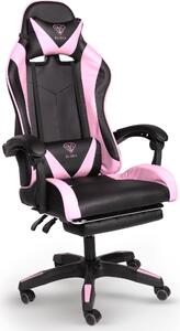 Poltrona direzionale, sedia da ufficio, sedia da gaming, sedia da ufficio sportiva, colore: nero/rosa