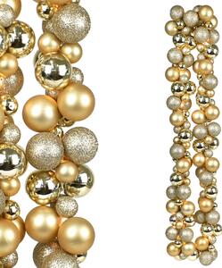 Ghirlanda Natalizia Festone LED 9,5x180 cm con 142 Palline Lucide e Opache Ø3-5 cm Oro