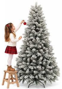 Albero di Natale Innevato Nebraska 210 cm Folto e Voluminoso con Effetto Neve Verde