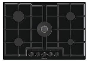 Hisense Piano Cottura 5 Fuochi a Gas 74 cm (1 Bruciatore Wok) in Vetro colore Nero - GED773B