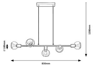 Rabalux 3297 - Lampadario su corda SULLIVAN 5xE14/40W/230V