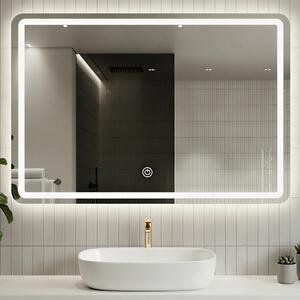 Specchio da Bagno Rettangolare 80x60 cm con Luce LED Dimmerabile 3 Temperature di Colore e Comando Touch