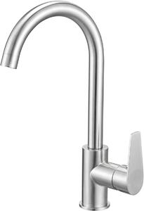 Miscelatore per lavello da cucina, girevole a 360 gradi, altezza 34 cm, acciaio inossidabile, colore argento