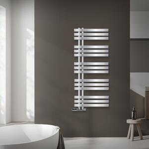 Radiatore da bagno LuxeBath Design, 500x1200 mm, cromo, set di collegamento e termostatico angolare a parete, senza elemento riscaldante