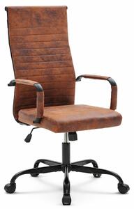 Sedia da Ufficio Girevole Industrial 65x109-119 cm con Braccioli e Pistone a Gas in Ecopelle e Nylon Nero