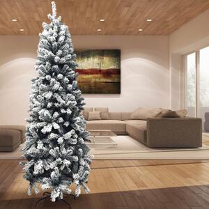 Albero di Natale Innevato Slim Saint Moritz Ø85x210 cm 668 Rami Super Folto Salvaspazio in PVC Verde