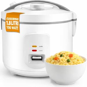 Cuociriso Elettrico 1,8 L 700 W con Vaporiera e Mantenimento al Caldo Automatico