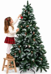Albero di Natale Innevato Tirolese 210 cm Foltissimo con Pigne Bianco