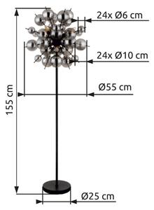 Globo 15633SS - Lampada con piedistallo UDO 6xE14/25W/230V nero/fumé