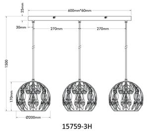 Globo 15759-3H - Lampadario a cavo MIKA 3xE27/40W/230V