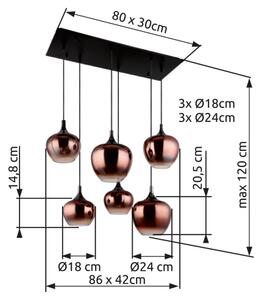 Globo 15548-6HG - Lampadario sospeso MAXY 6xE27/40W/230V, finitura rame