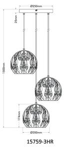 Globo 15759-3HR - Lampadario a sospensione con filo MIKA 3xE27/40W/230V diametro 41 cm