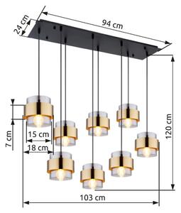 Globo 15560-8H - Lampadario a sospensione con filo MILLEY 8xE27/60W/230V