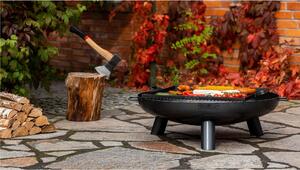 Braciere BALI da 100 cm in Acciaio Naturale - Spessore 2mm, Altezza 24cm, Larghezza Totale 108cm - Artigianale di Alta Qualit�, Made in Europe